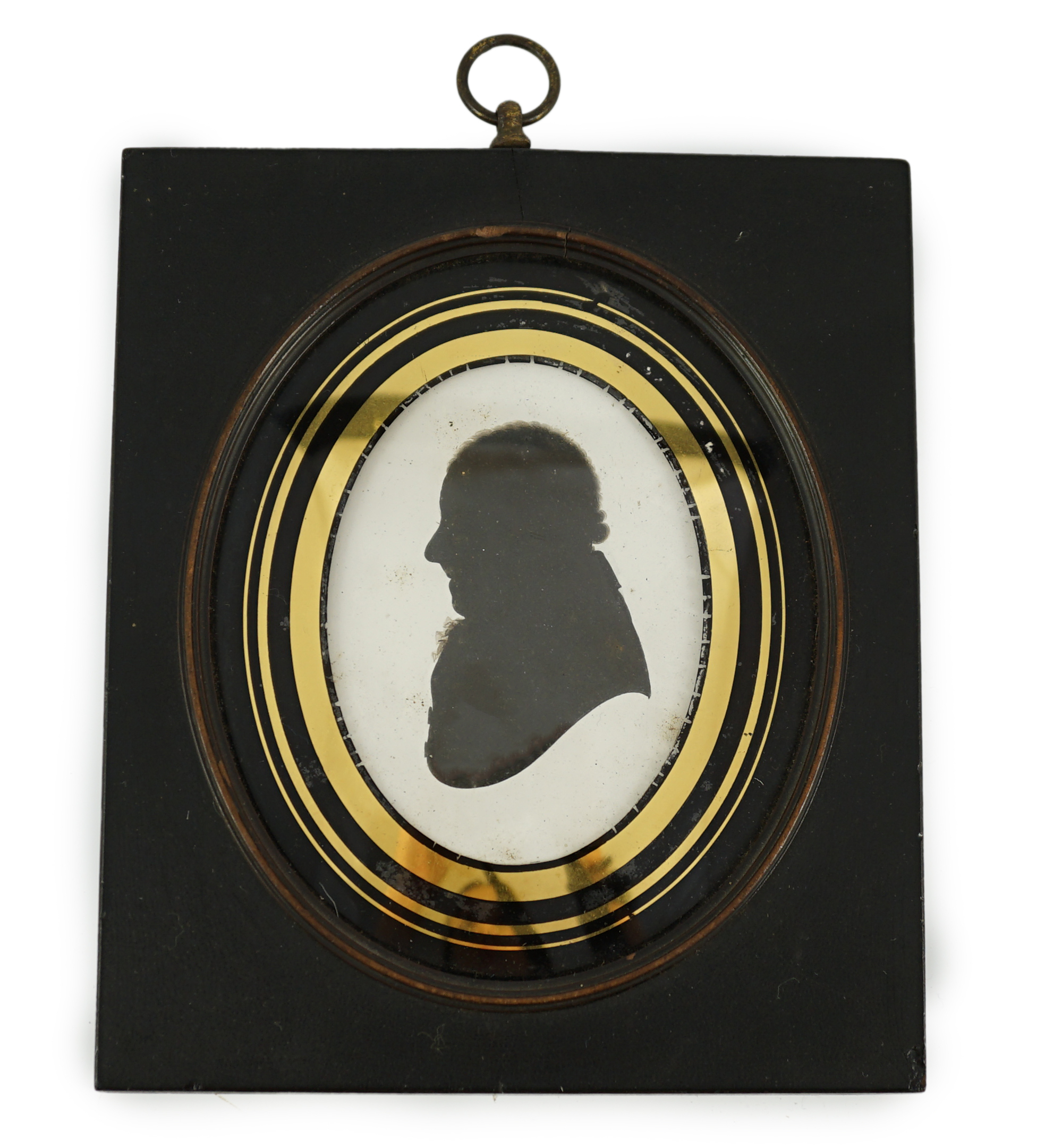 John Miers (1752-1821) and John Field (1772-1848), Silhouette of a gentleman, painted plaster, 8.2 x 6cm.